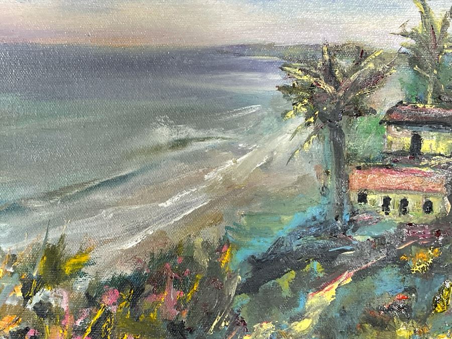 Original Joan Lohrey Signed Framed Plein Air Painting On Canvas Of Southern California Coastline 14 X 11 [Photo 5]