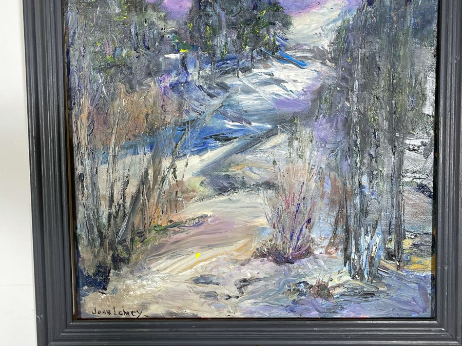 Original Joan Lohrey Signed Framed Painting On Canvas Of Winter Mountain Scene 16 X 20 [Photo 3]