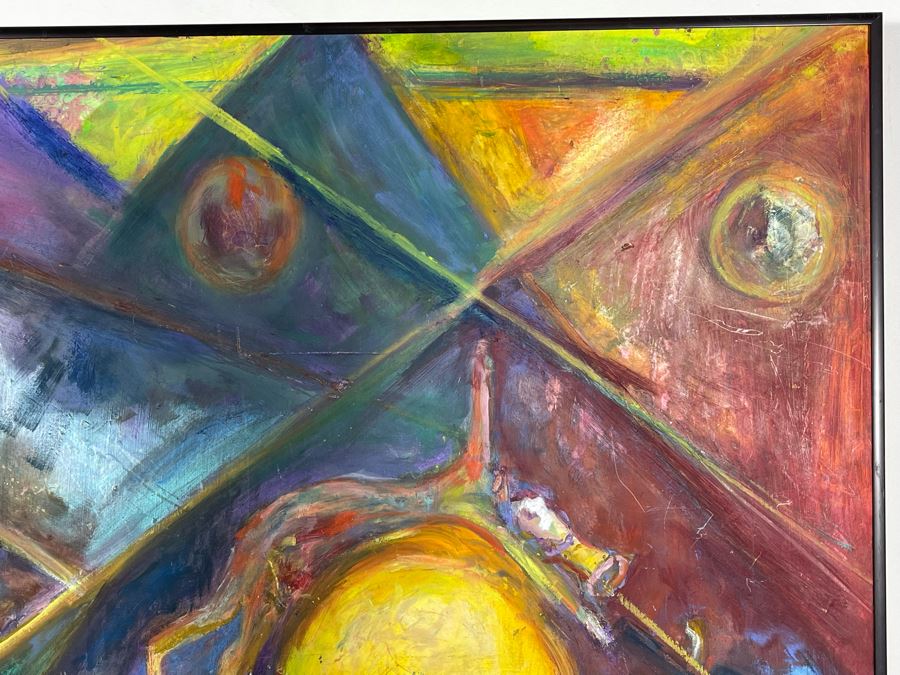 Original Early Joan Lohrey Framed Painting Of Circus Scene (Signed Joan Van Valkenburgh On Back - Maiden Name - Father Was Artist H. A. Van Valkenburgh) [Photo 5]