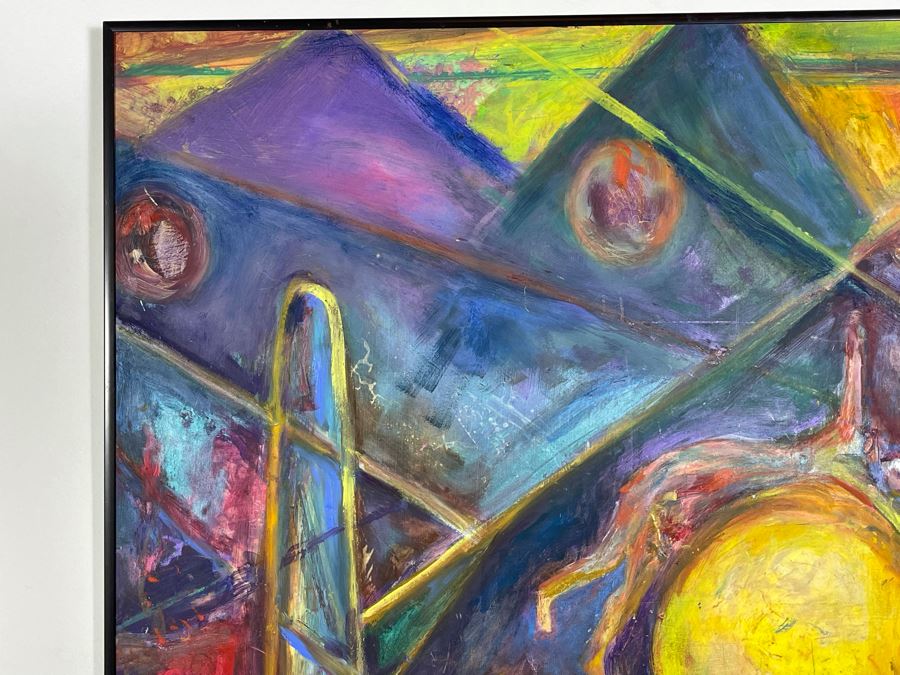 Original Early Joan Lohrey Framed Painting Of Circus Scene (Signed Joan Van Valkenburgh On Back - Maiden Name - Father Was Artist H. A. Van Valkenburgh) [Photo 4]