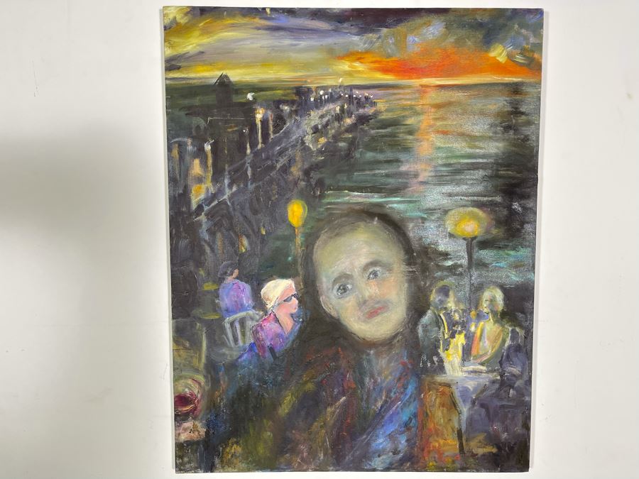 Original Joan Lohrey Painting On Canvas Of Evening Dusk Scene 22 X 28 [Photo 2]