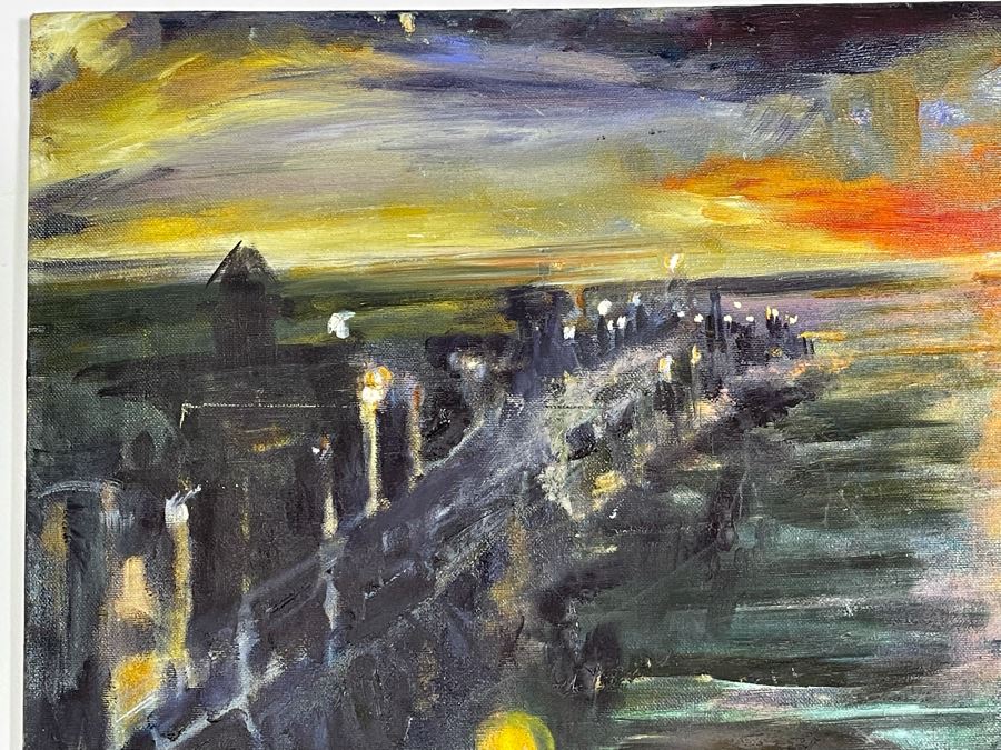 Original Joan Lohrey Painting On Canvas Of Evening Dusk Scene 22 X 28 [Photo 4]