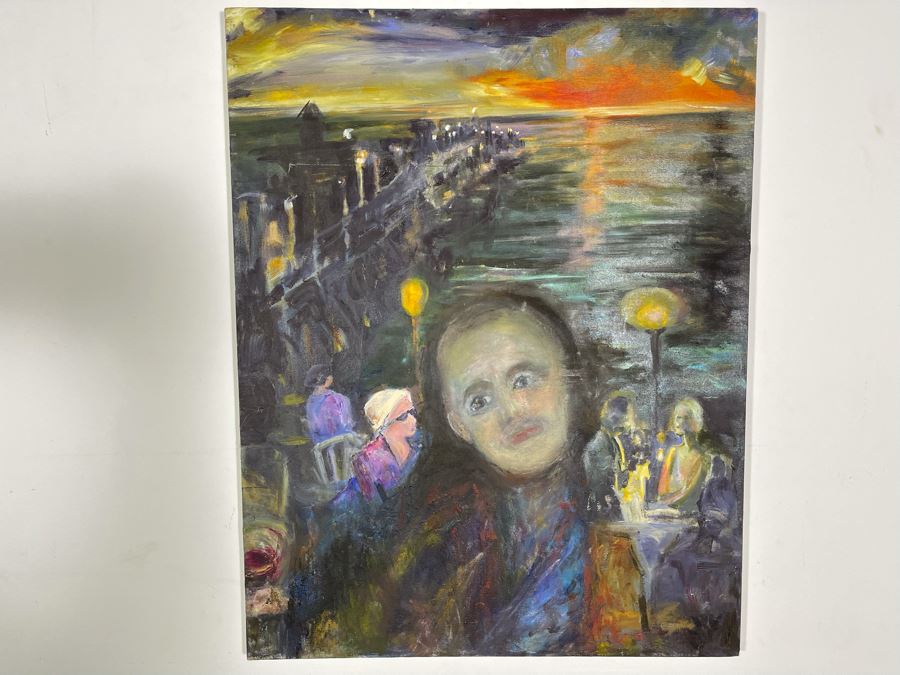 Original Joan Lohrey Painting On Canvas Of Evening Dusk Scene 22 X 28