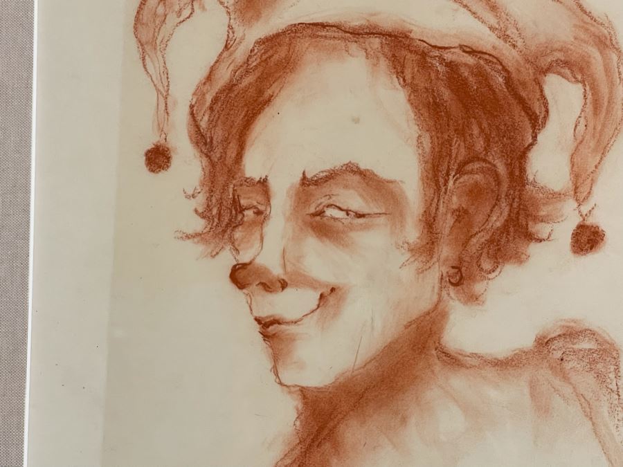 Framed Original A. Etienne 1969 Jester Drawing 13 X 20.5 [Photo 5]