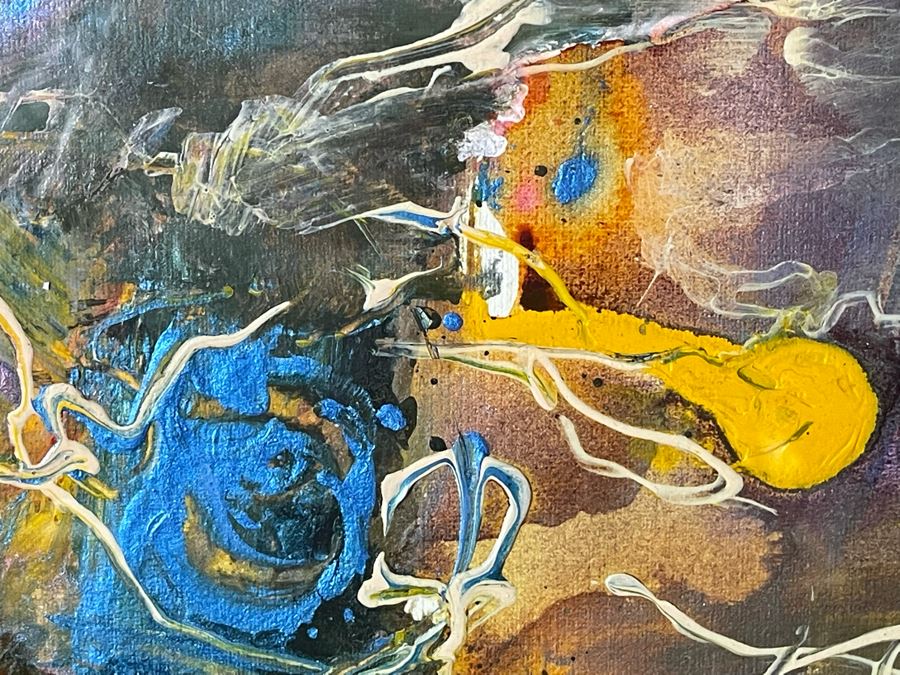 Original Joan Lohrey Framed Signed Abstract Modernist Painting 34 X 23 (Behind Plexiglass - Slight Background Reflection Showing Up In Photos) [Photo 10]