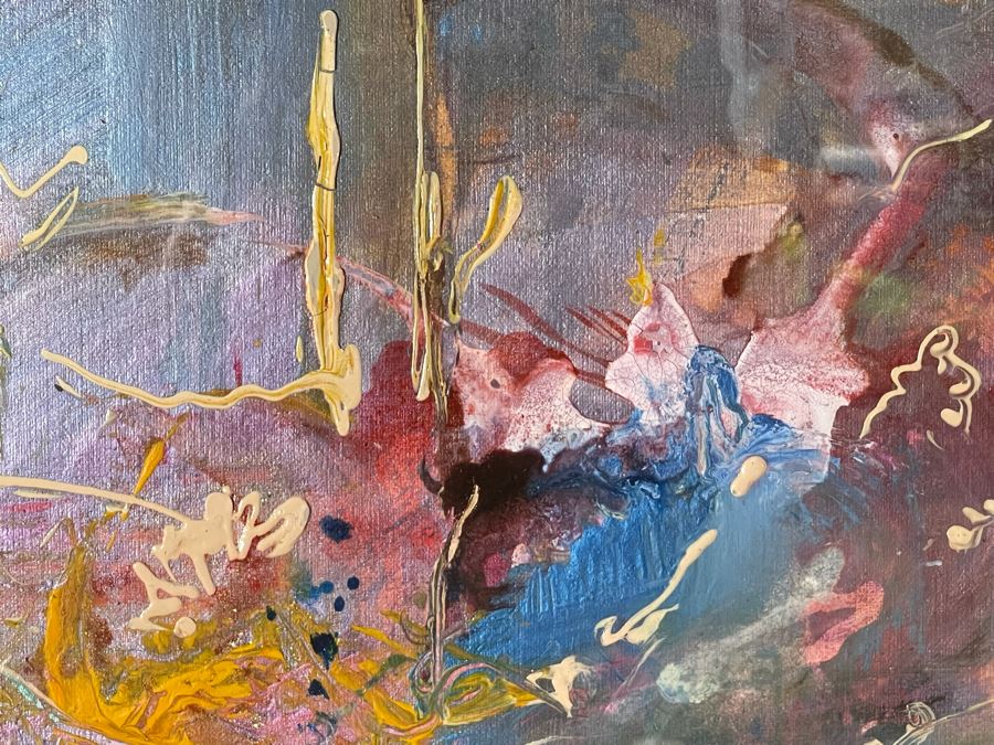 Original Joan Lohrey Framed Signed Abstract Modernist Painting 34 X 23 (Behind Plexiglass - Slight Background Reflection Showing Up In Photos) [Photo 7]