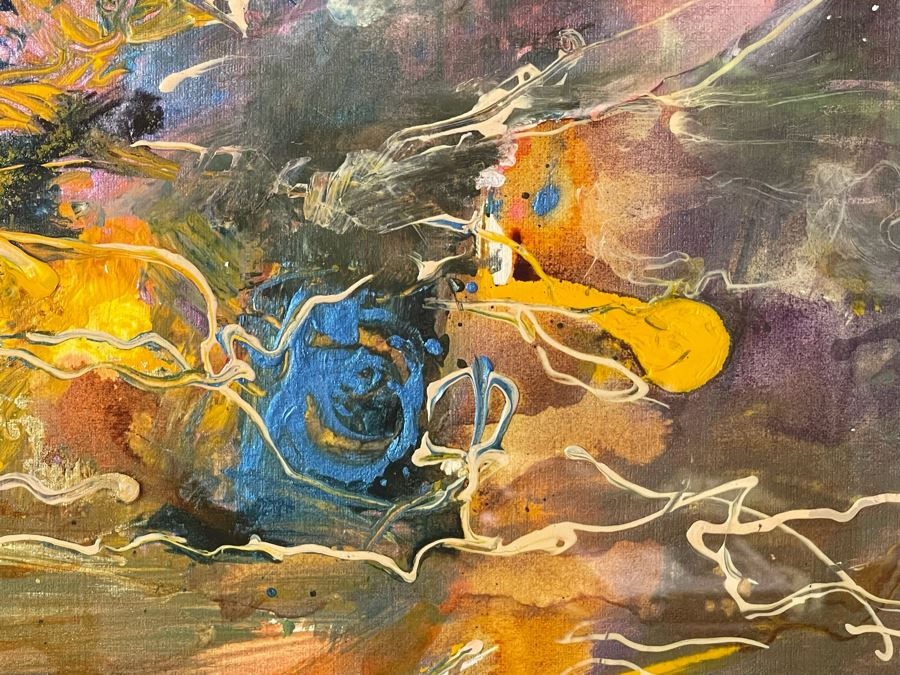 Original Joan Lohrey Framed Signed Abstract Modernist Painting 34 X 23 (Behind Plexiglass - Slight Background Reflection Showing Up In Photos) [Photo 8]