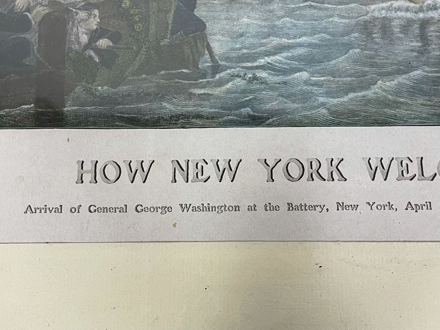 Vintage Framed Print Of 'How New York Welcomed Our First President - George Washington' By Joseph Laing 18 X 14 [Photo 28]