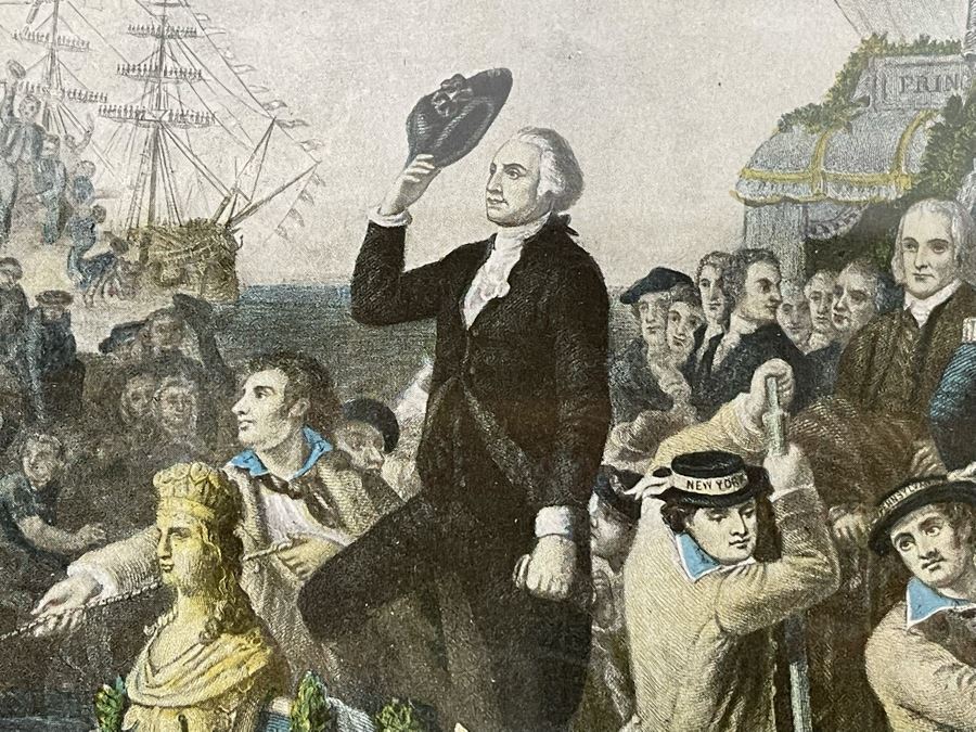 Vintage Framed Print Of 'How New York Welcomed Our First President - George Washington' By Joseph Laing 18 X 14 [Photo 9]