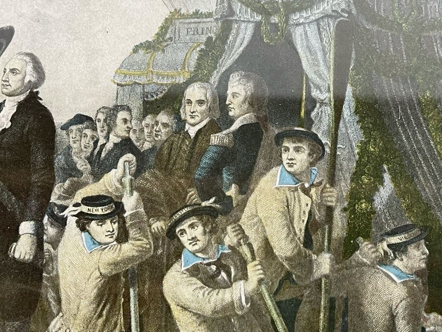 Vintage Framed Print Of 'How New York Welcomed Our First President - George Washington' By Joseph Laing 18 X 14 [Photo 10]
