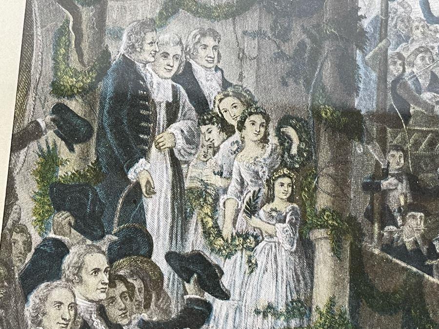 Vintage Framed Print Of 'How New York Welcomed Our First President - George Washington' By Joseph Laing 18 X 14 [Photo 24]