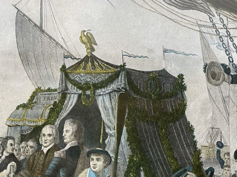 Vintage Framed Print Of 'How New York Welcomed Our First President - George Washington' By Joseph Laing 18 X 14 [Photo 11]