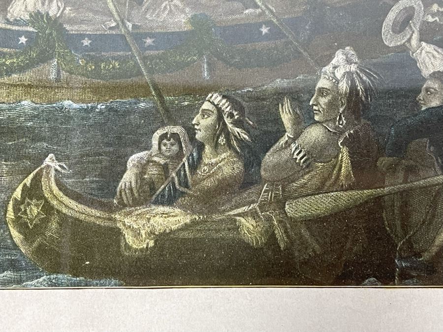 Vintage Framed Print Of 'How New York Welcomed Our First President - George Washington' By Joseph Laing 18 X 14 [Photo 7]