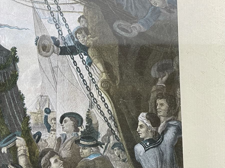 Vintage Framed Print Of 'How New York Welcomed Our First President - George Washington' By Joseph Laing 18 X 14 [Photo 15]