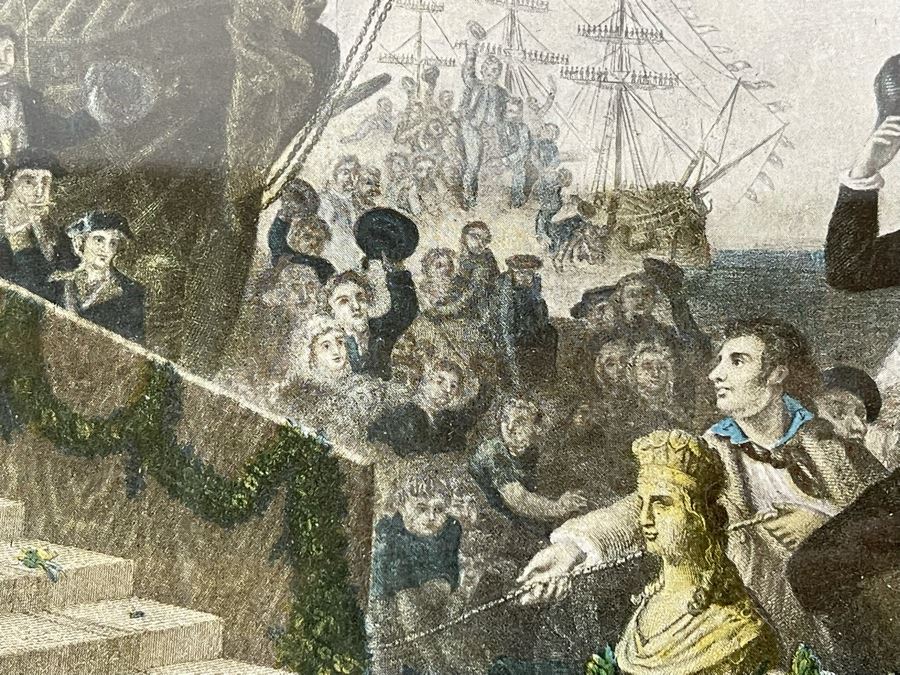 Vintage Framed Print Of 'How New York Welcomed Our First President - George Washington' By Joseph Laing 18 X 14 [Photo 22]