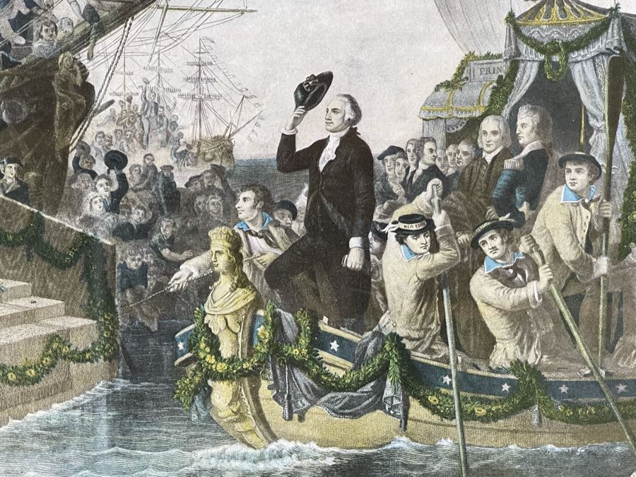 Vintage Framed Print Of 'How New York Welcomed Our First President - George Washington' By Joseph Laing 18 X 14 [Photo 5]
