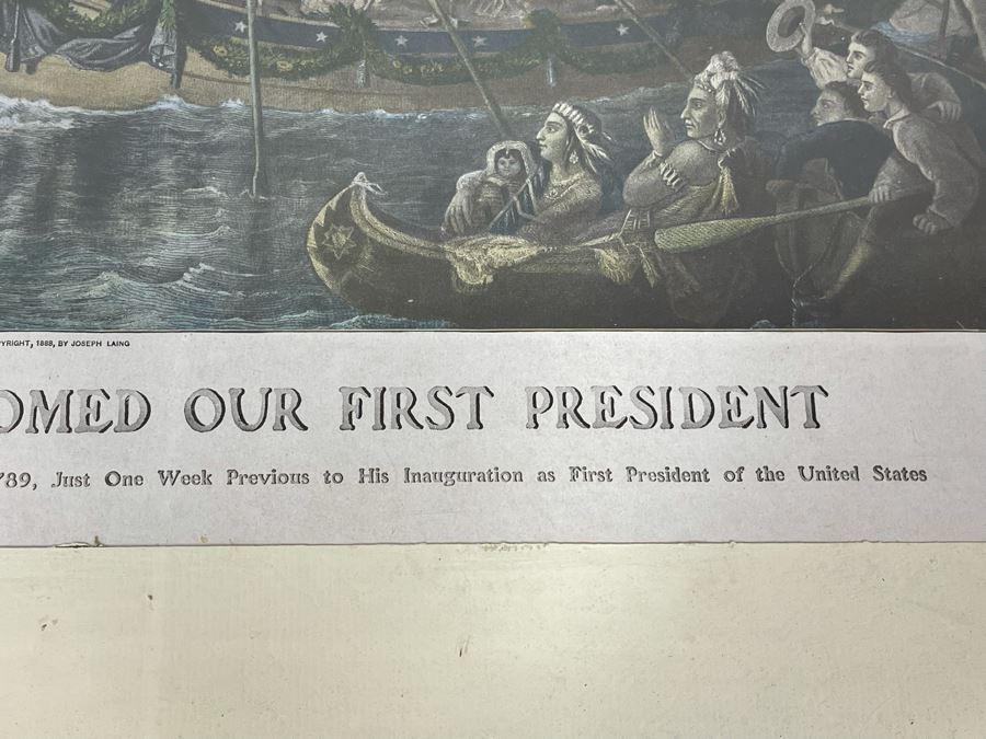 Vintage Framed Print Of 'How New York Welcomed Our First President - George Washington' By Joseph Laing 18 X 14 [Photo 30]