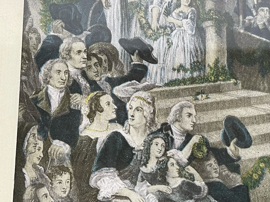 Vintage Framed Print Of 'How New York Welcomed Our First President - George Washington' By Joseph Laing 18 X 14 [Photo 25]