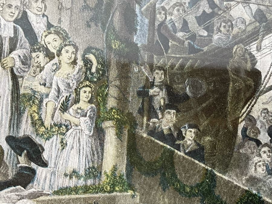 Vintage Framed Print Of 'How New York Welcomed Our First President - George Washington' By Joseph Laing 18 X 14 [Photo 23]