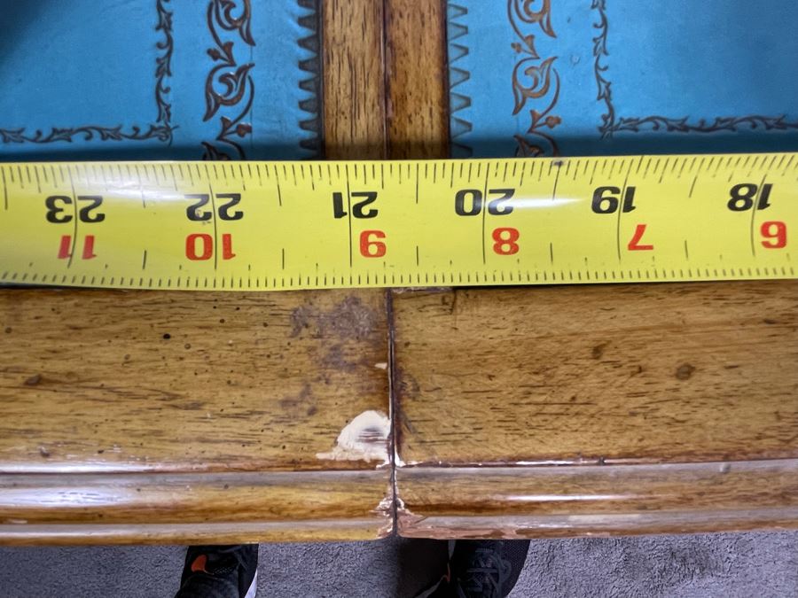 Rare French Provincial Dining Table With Light Blue Leather Top - Comes With Two Leaves (See Second Photo For Full Table Length) 48' Without Leaves - Each Leaf Is 20.5' (Slides Very Smoothly) [Photo 18]