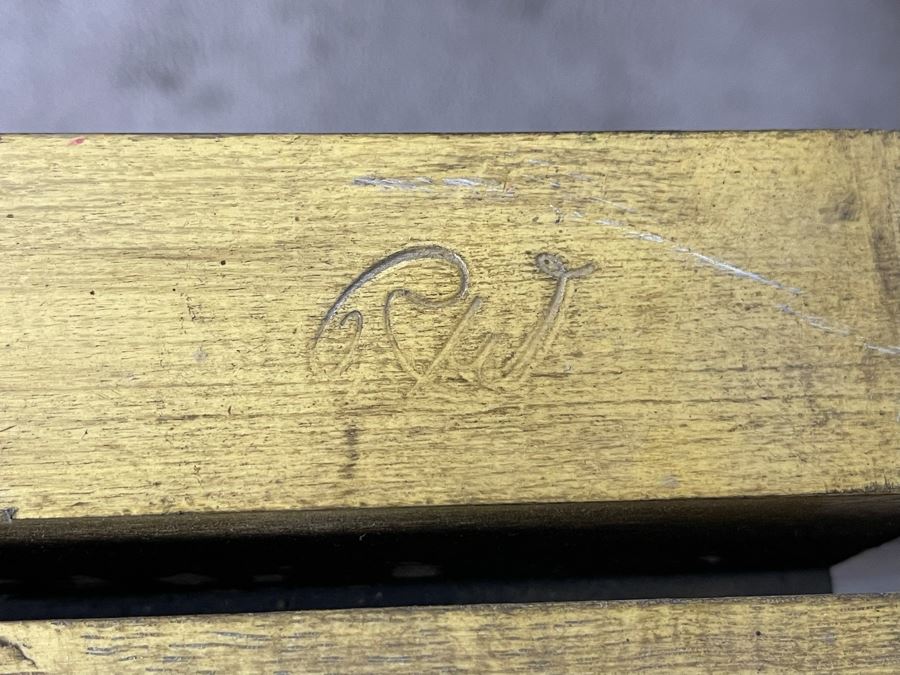 Rare French Provincial Dining Table With Light Blue Leather Top - Comes With Two Leaves (See Second Photo For Full Table Length) 48' Without Leaves - Each Leaf Is 20.5' (Slides Very Smoothly) [Photo 3]