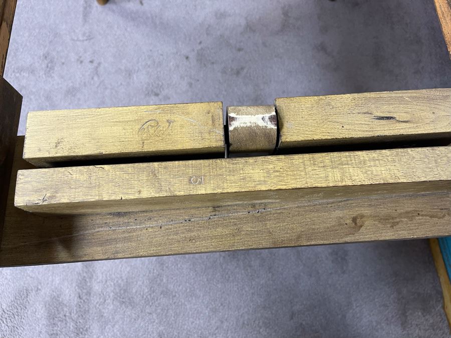 Rare French Provincial Dining Table With Light Blue Leather Top - Comes With Two Leaves (See Second Photo For Full Table Length) 48' Without Leaves - Each Leaf Is 20.5' (Slides Very Smoothly) [Photo 17]