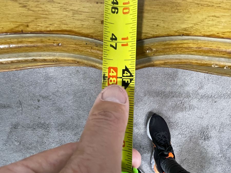 Rare French Provincial Dining Table With Light Blue Leather Top - Comes With Two Leaves (See Second Photo For Full Table Length) 48' Without Leaves - Each Leaf Is 20.5' (Slides Very Smoothly) [Photo 19]