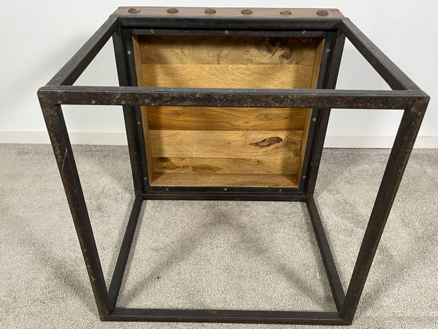 Industrial Wood Top With Steel Base Side Table 20W X 19H [Photo 8]