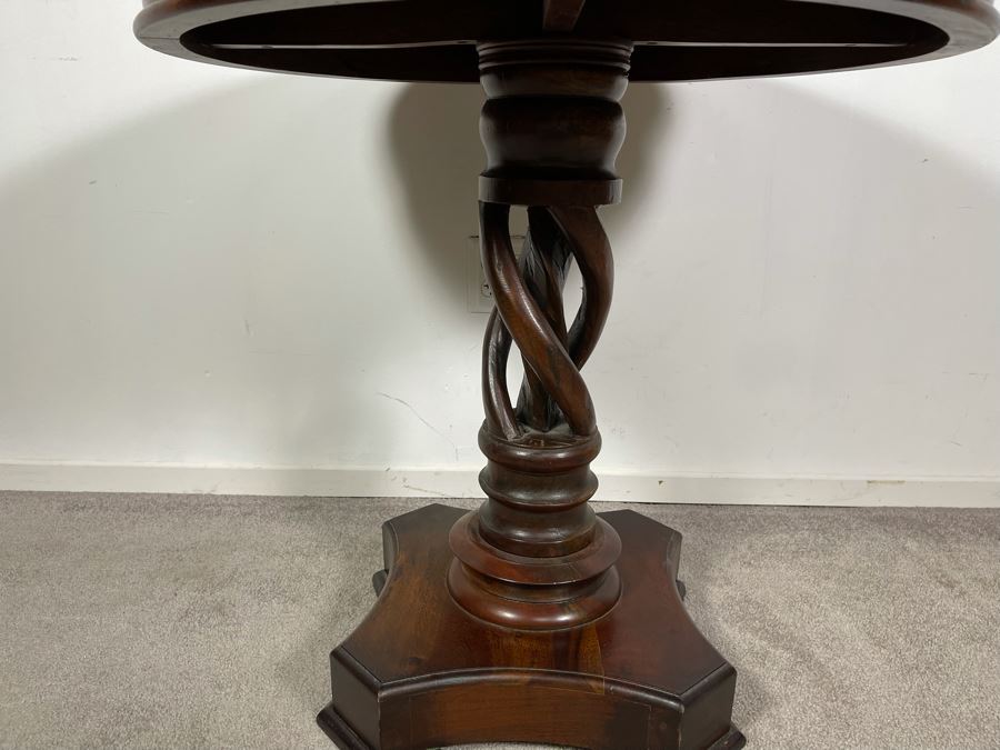 Nativa Wooden Barley Twist Round Pedestal Table With Rotating Top 29R X 30H - Table Featured In San Diego Home/Garden Lifestyles Annual Remodeling Issue Featuring Client's La Jolla Home [Photo 5]