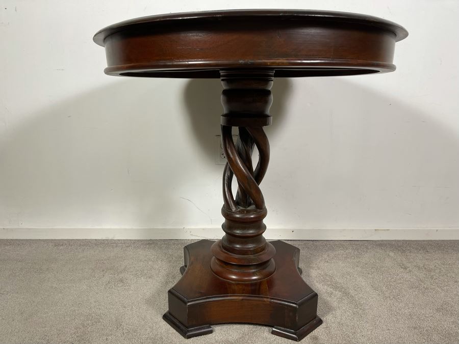 Nativa Wooden Barley Twist Round Pedestal Table With Rotating Top 29R X 30H - Table Featured In San Diego Home/Garden Lifestyles Annual Remodeling Issue Featuring Client's La Jolla Home [Photo 4]