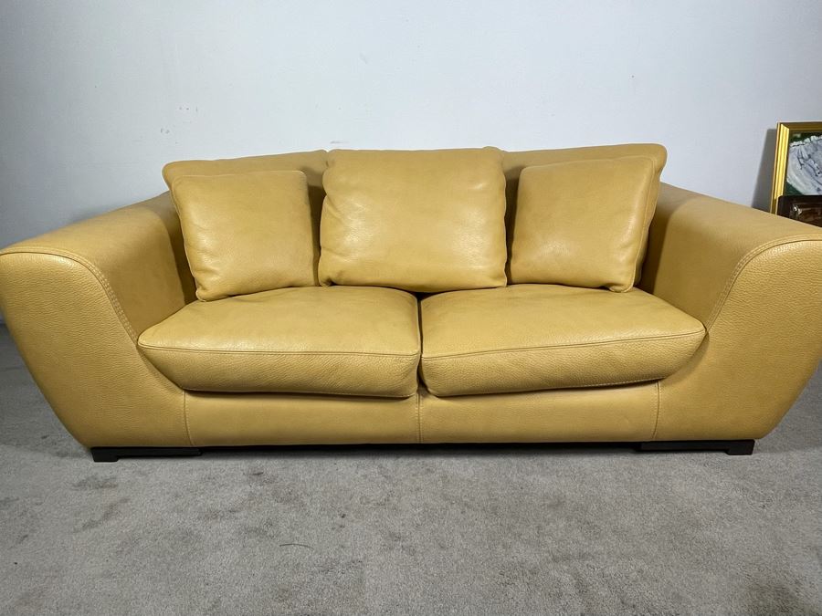 High End Roche Bobois Modern European Design Premium Leather Sofa 80W X 41D X 25H - Sofa Is Very Heavy - Client's La Jolla Home Was Featured In San Diego Home/Garden Lifestyles Annual Remodeling Issue - Retails $10,000 [Photo 3]
