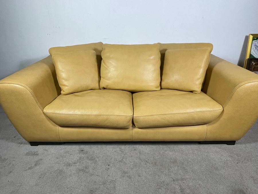 High End Roche Bobois Modern European Design Premium Leather Sofa 80W X 41D X 25H - Sofa Is Very Heavy - Client's La Jolla Home Was Featured In San Diego Home/Garden Lifestyles Annual Remodeling Issue - Retails $10,000 [Photo 4]