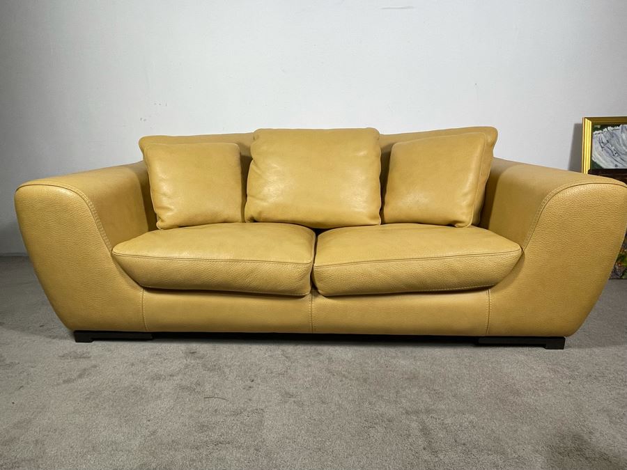 High End Roche Bobois Modern European Design Premium Leather Sofa 80W X 41D X 25H - Sofa Is Very Heavy - Client's La Jolla Home Was Featured In San Diego Home/Garden Lifestyles Annual Remodeling Issue - Retails $10,000 [Photo 2]