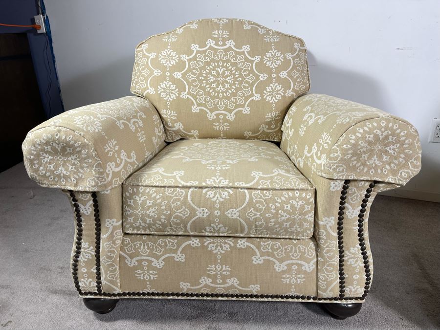 Pair Of Ethan Allen Featherblend Armchairs With Nailhead Trim 41W X 40D X 36H - Client's La Jolla Home Was Featured In San Diego Home/Garden Lifestyles Annual Remodeling Issue And These Were Pictured In Magazine - Retails $8,000 [Photo 4]