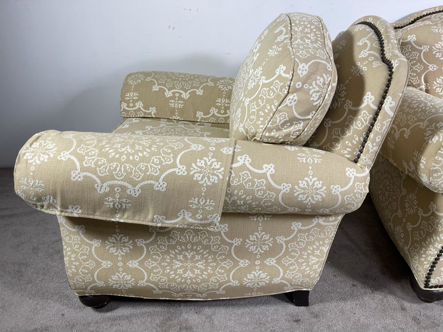 Pair Of Ethan Allen Featherblend Armchairs With Nailhead Trim 41W X 40D X 36H - Client's La Jolla Home Was Featured In San Diego Home/Garden Lifestyles Annual Remodeling Issue And These Were Pictured In Magazine - Retails $8,000 [Photo 14]