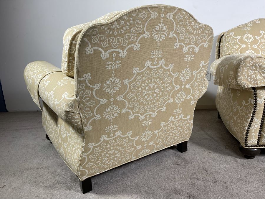 Pair Of Ethan Allen Featherblend Armchairs With Nailhead Trim 41W X 40D X 36H - Client's La Jolla Home Was Featured In San Diego Home/Garden Lifestyles Annual Remodeling Issue And These Were Pictured In Magazine - Retails $8,000 [Photo 15]