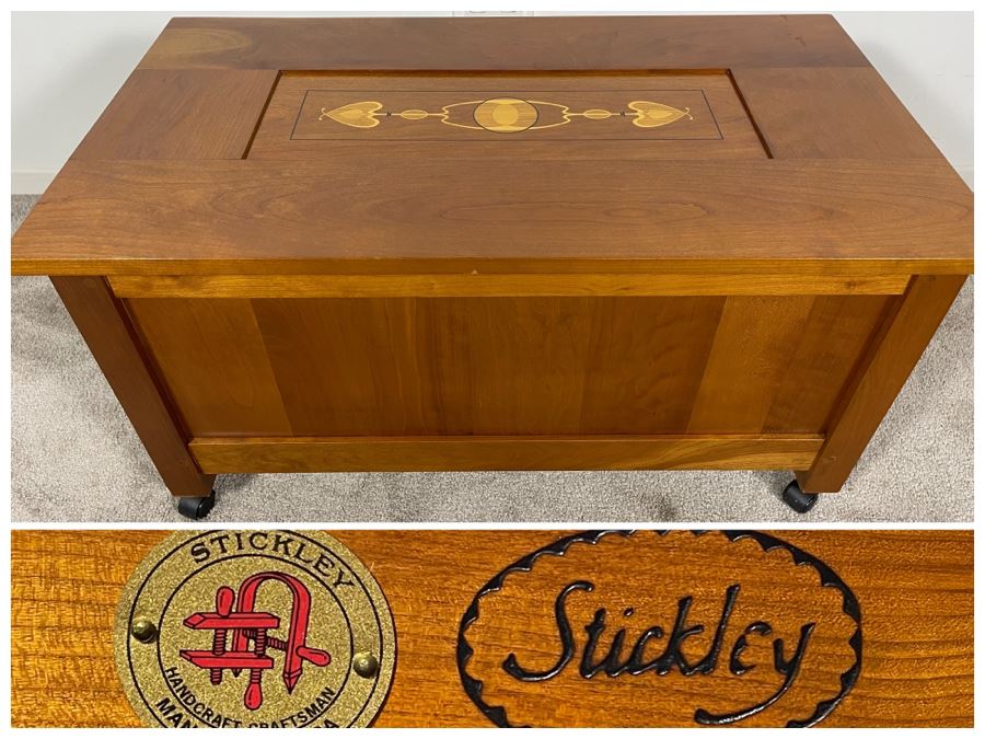 Stickley Furniture Inlaid Cedar Hope Blanket Chest With Casters 32W X 17D X 18H