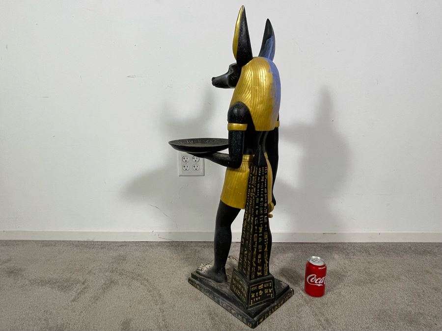 Egyptian Figure With Tray Hand Painted By Artist Joan Lohrey - Toscano Design 12W X 18D X 35H [Photo 7]