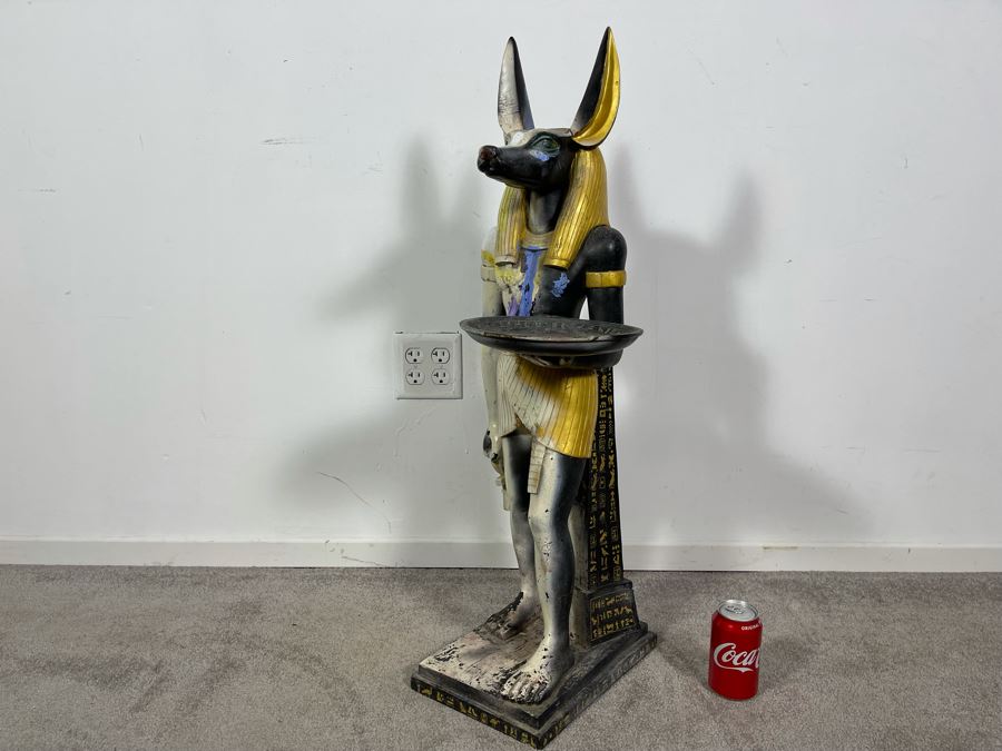 Egyptian Figure With Tray Hand Painted By Artist Joan Lohrey - Toscano Design 12W X 18D X 35H [Photo 2]