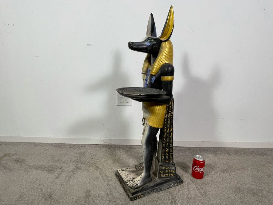 Egyptian Figure With Tray Hand Painted By Artist Joan Lohrey - Toscano Design 12W X 18D X 35H [Photo 5]