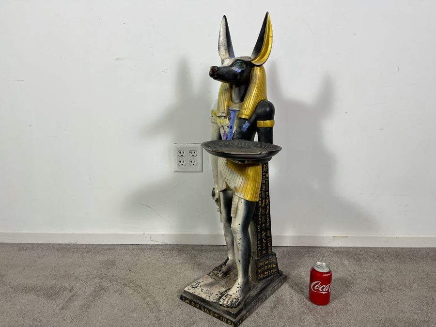 Egyptian Figure With Tray Hand Painted By Artist Joan Lohrey - Toscano Design 12W X 18D X 35H [Photo 3]