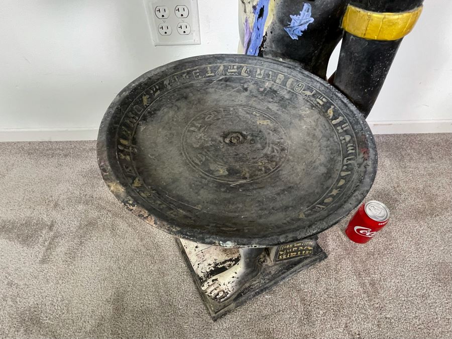 Egyptian Figure With Tray Hand Painted By Artist Joan Lohrey - Toscano Design 12W X 18D X 35H [Photo 6]