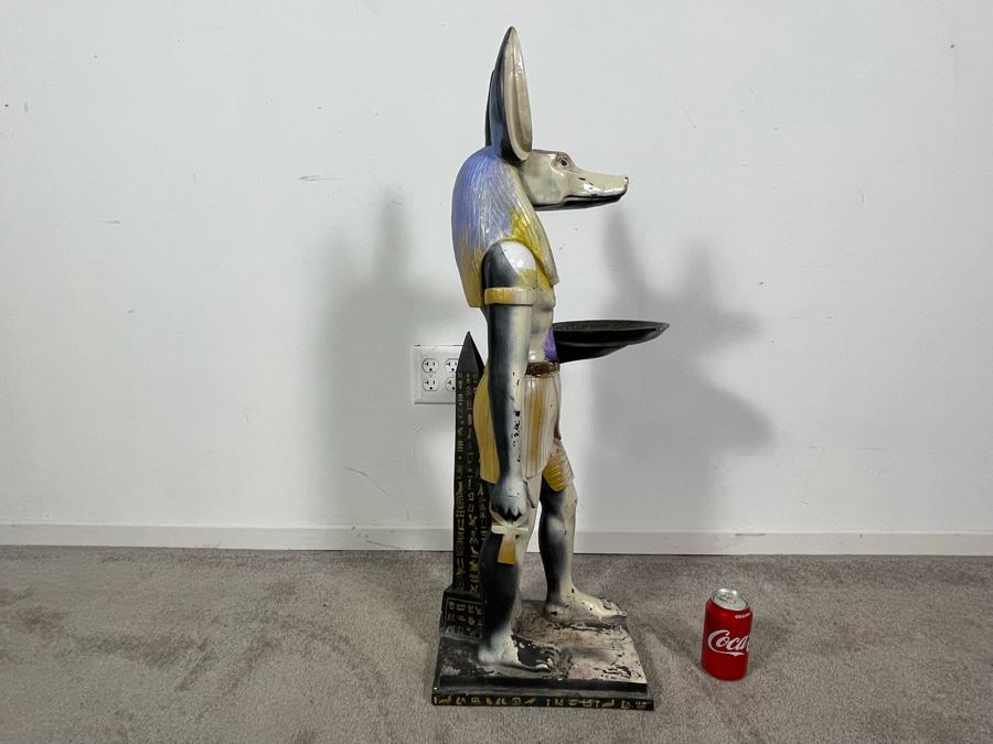 Egyptian Figure With Tray Hand Painted By Artist Joan Lohrey - Toscano Design 12W X 18D X 35H [Photo 9]