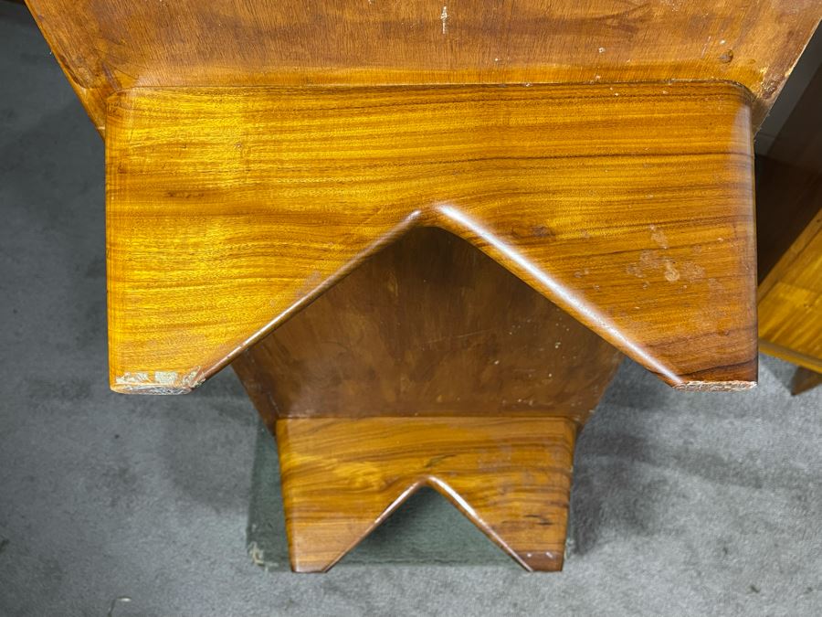 Pair Of Mid-Century Modern Veneered 8 Drawer Chest Of Drawers Dressers (Note Veneer is Chipped And Lifting On Drawers - See Photos) Each 39.5W X 18D X 35H [Photo 3]