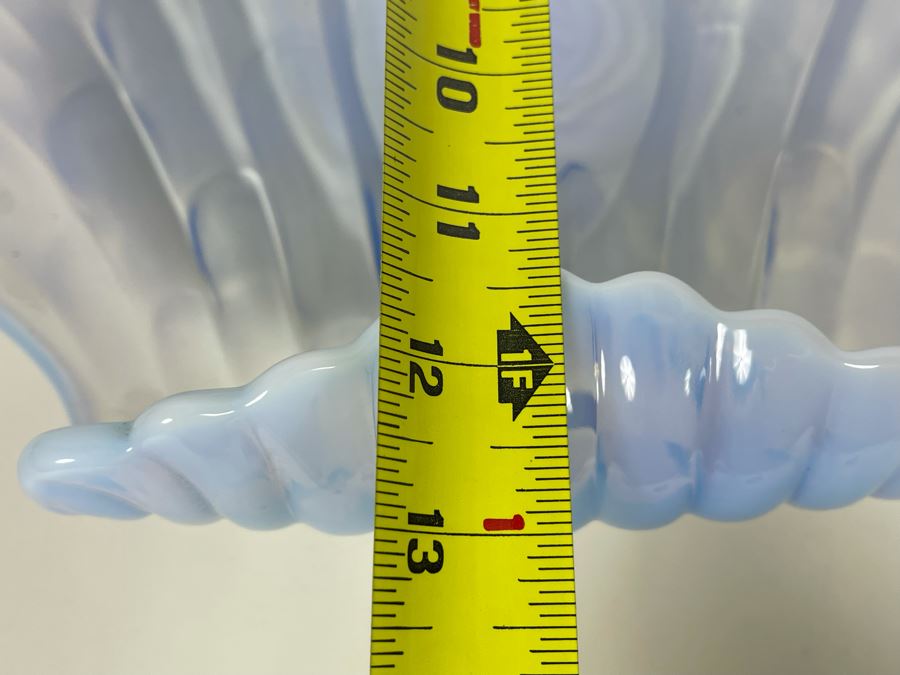 Vintage Duncan Miller Blue Opalescent Glass Centerpiece Shell Bowl 13.5W X 12D X 5H [Photo 9]