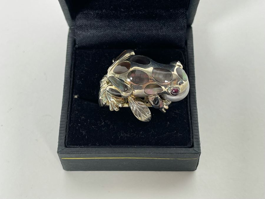 Unique Sterling Silver Frog With Pearl Ring Size 7.25 14g [Photo 14]