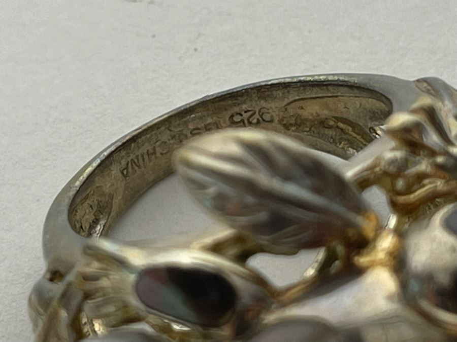 Unique Sterling Silver Frog With Pearl Ring Size 7.25 14g [Photo 8]