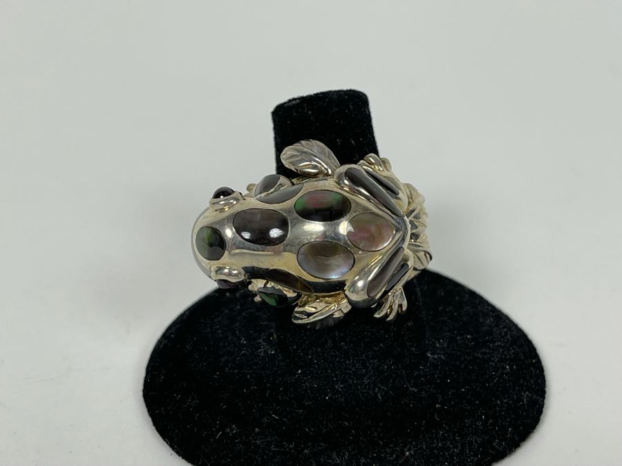 Unique Sterling Silver Frog With Pearl Ring Size 7.25 14g [Photo 3]