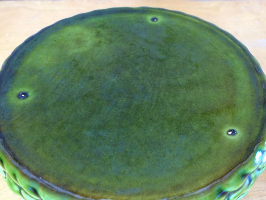 Green Woven Basket Mid-Century Pottery [Photo 7]