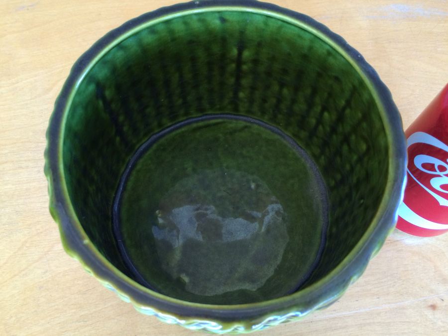 Green Woven Basket Mid-Century Pottery [Photo 5]